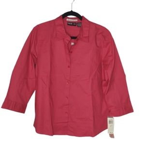 Shirt Button Down 16 NEW STYLE & Co Plus Size Red Plus Size